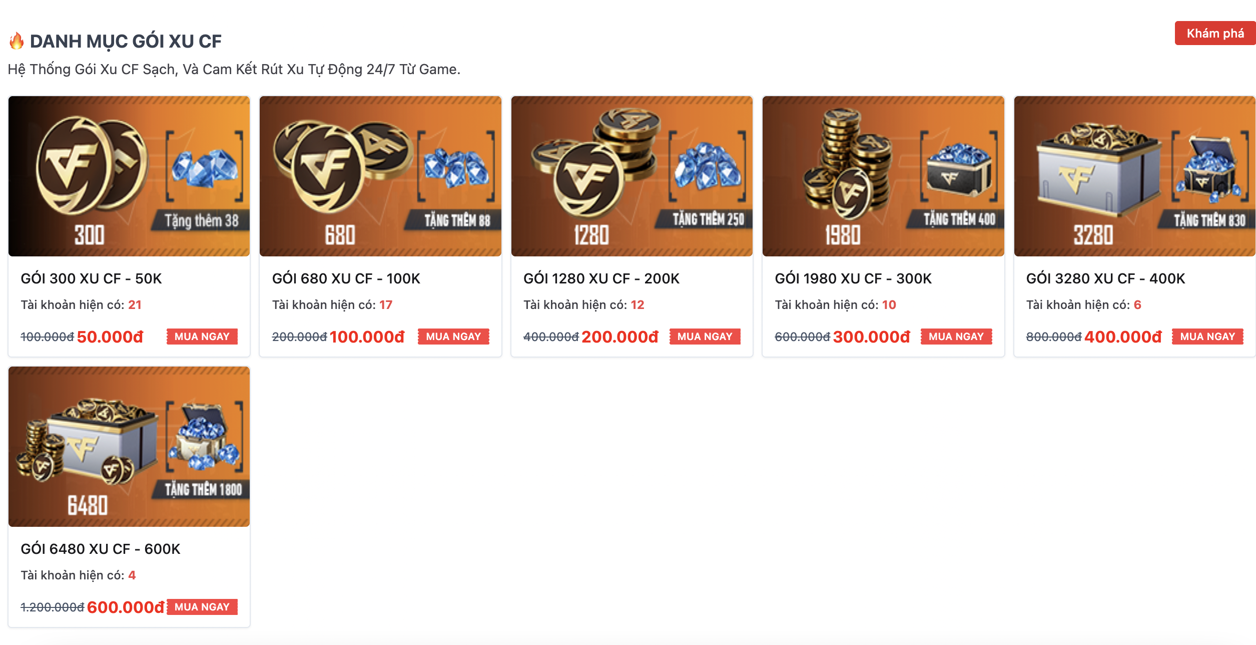 NẠP XU CF AN TOÀN - UY TÍN - BẢO HÀNH - TỰ ĐỘNG